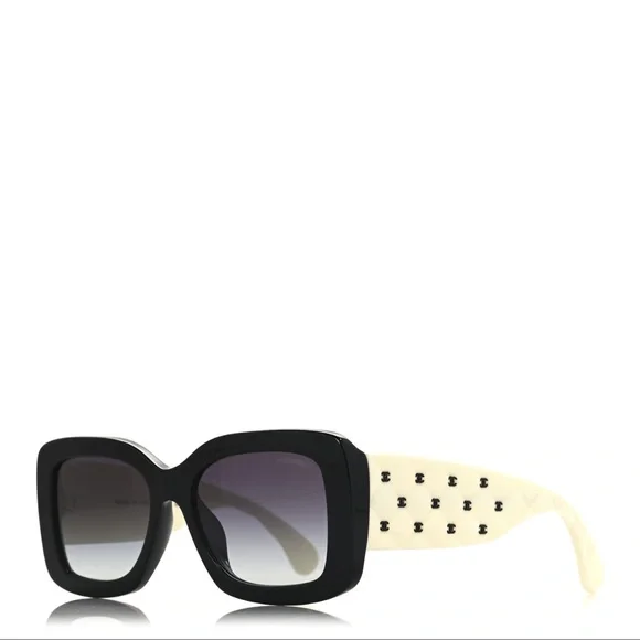 CHANEL | Accessories | Chanel Black And Cream Sunglasses  display picture 3